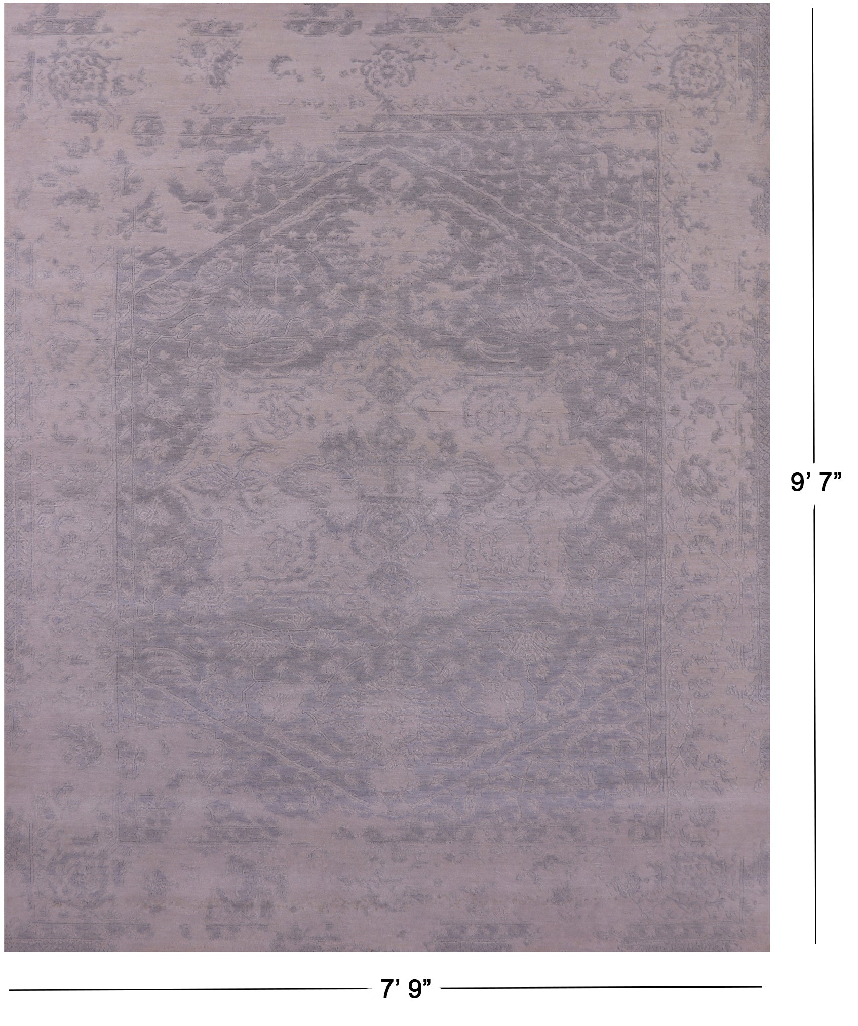 Grey Persian Fine Serapi Handmade Wool Rug - 7' 9" X 9' 7" - Golden Nile