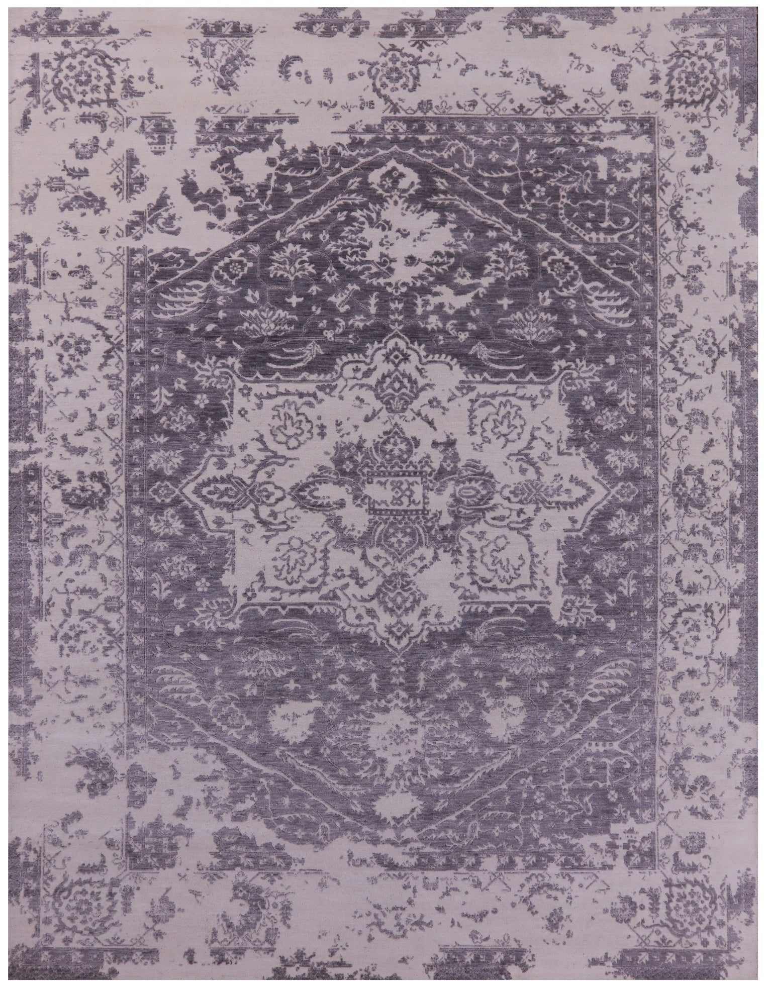Grey Persian Fine Serapi Hand Knotted Wool Rug - 8' 0" X 10' 3" - Golden Nile
