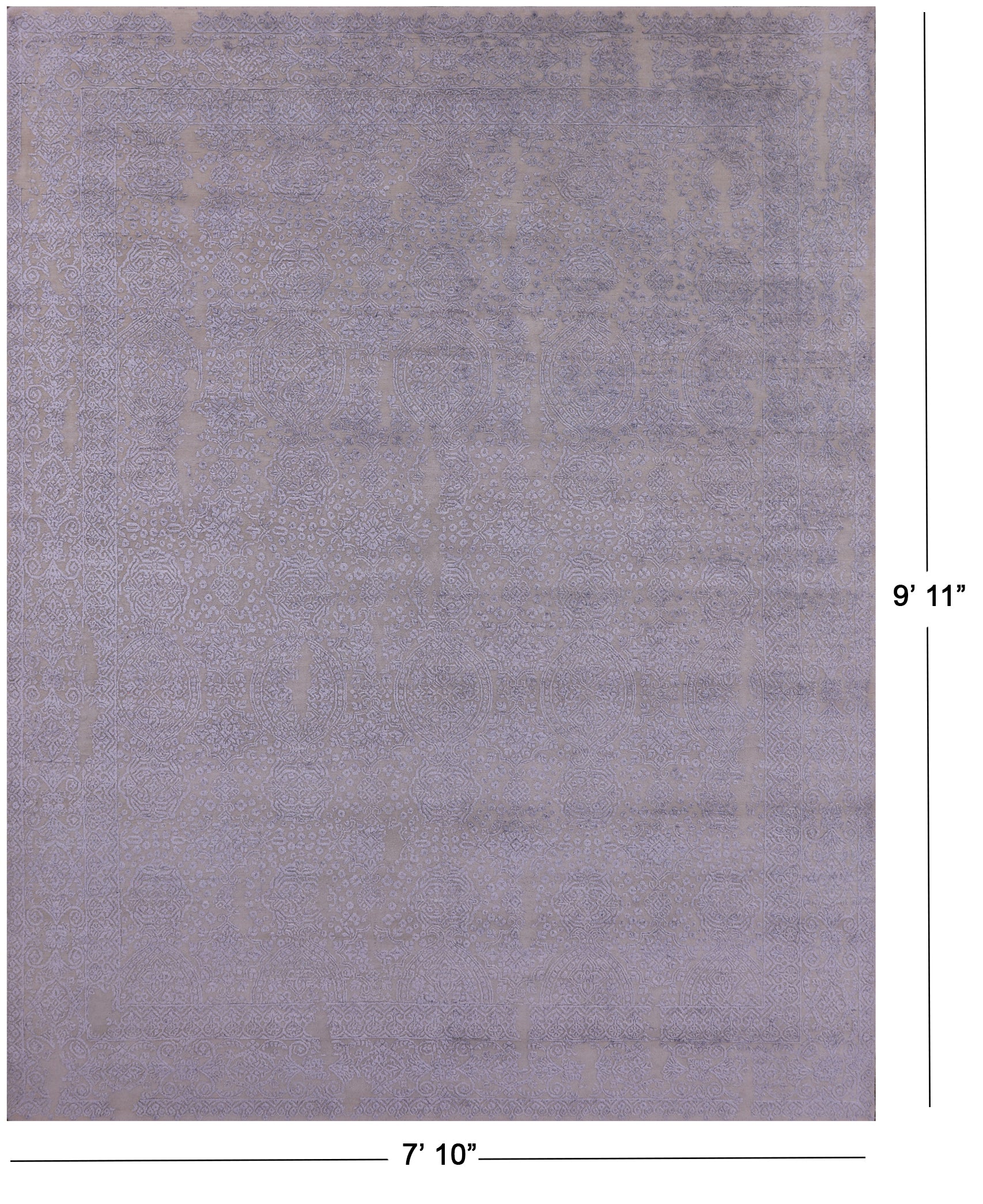 Grey Contemporary Handmade Wool & Silk Rug - 7' 10" X 9' 11" - Golden Nile