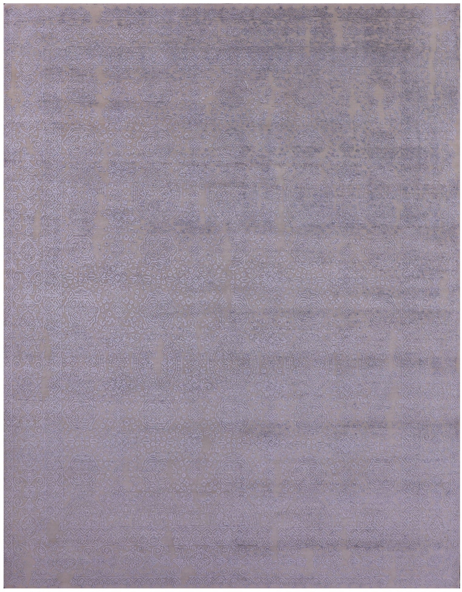 Grey Contemporary Handmade Wool & Silk Rug - 7' 10" X 9' 11" - Golden Nile