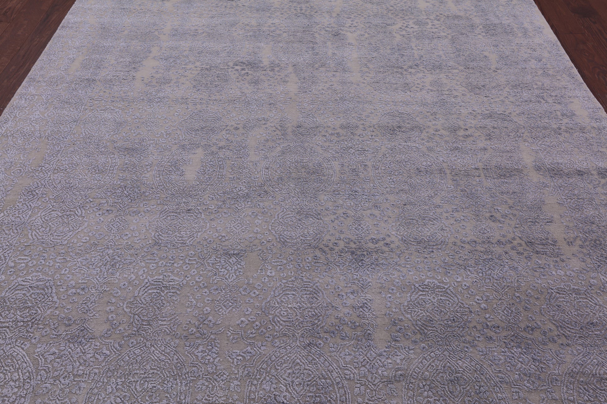 Grey Contemporary Handmade Wool & Silk Rug - 7' 10" X 9' 11" - Golden Nile