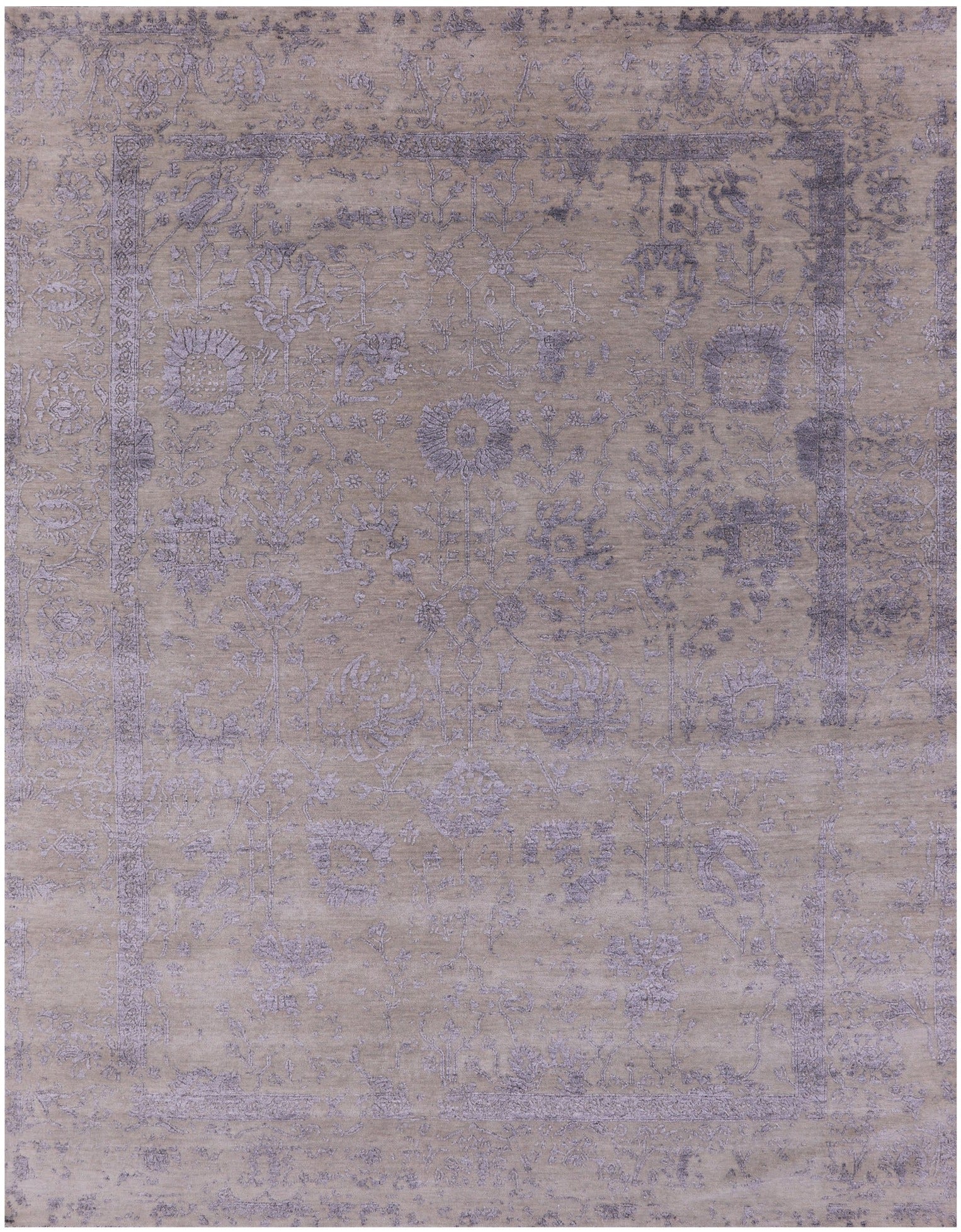 Persian Tabriz Hand Knotted Wool & Silk Rug - 7' 9" X 9' 9" - Golden Nile