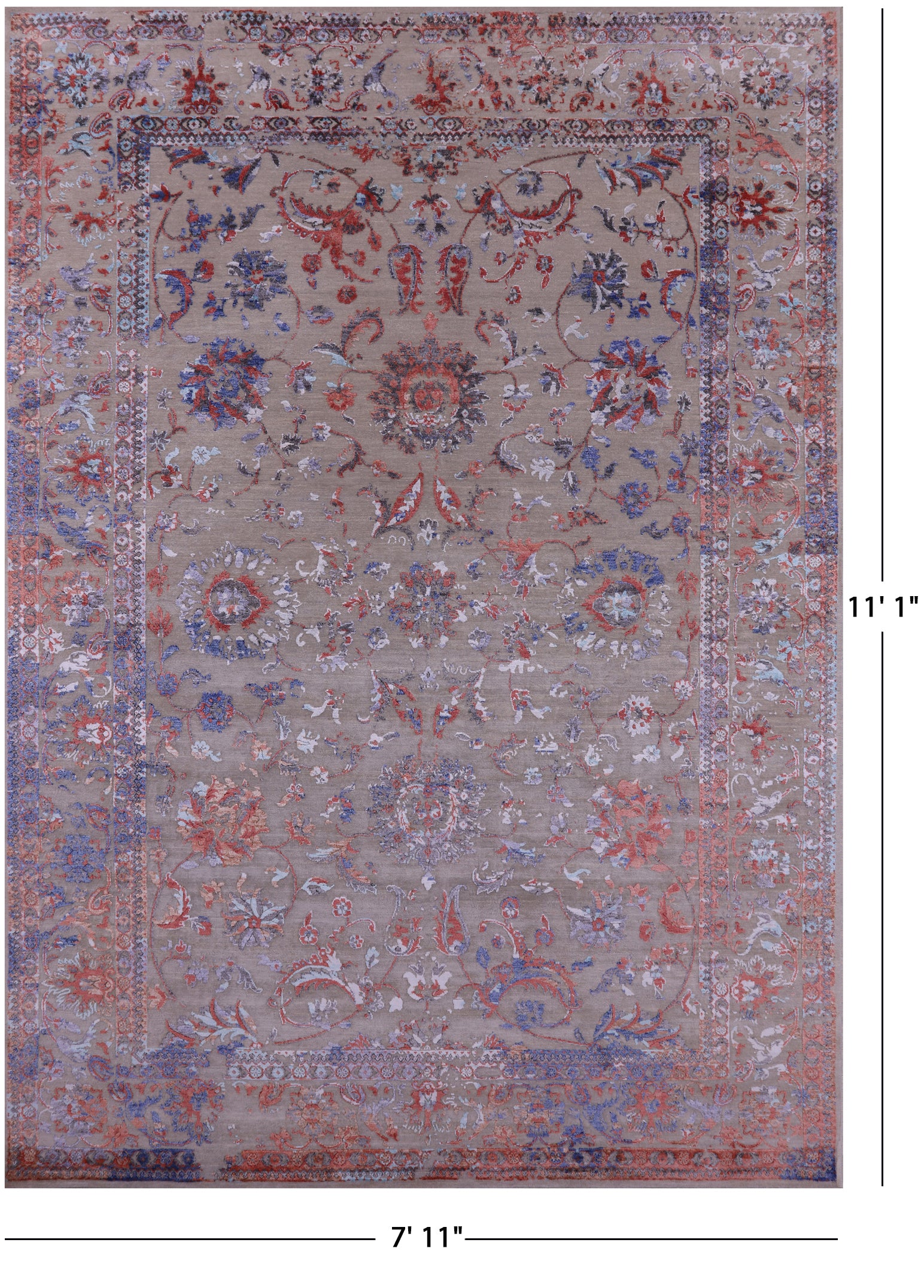 Persian Tabriz Hand Knotted Wool & Silk Rug - 7' 11" X 11' 1" - Golden Nile