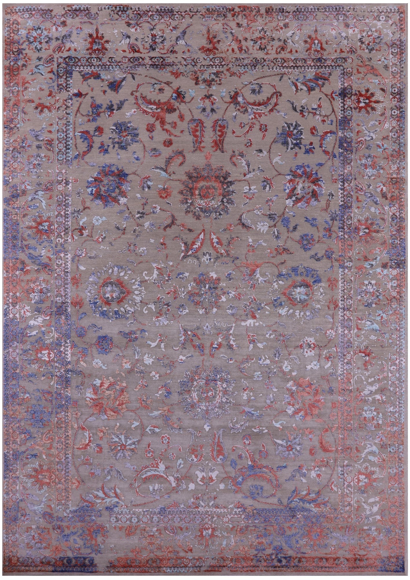 Persian Tabriz Hand Knotted Wool & Silk Rug - 7' 11" X 11' 1" - Golden Nile
