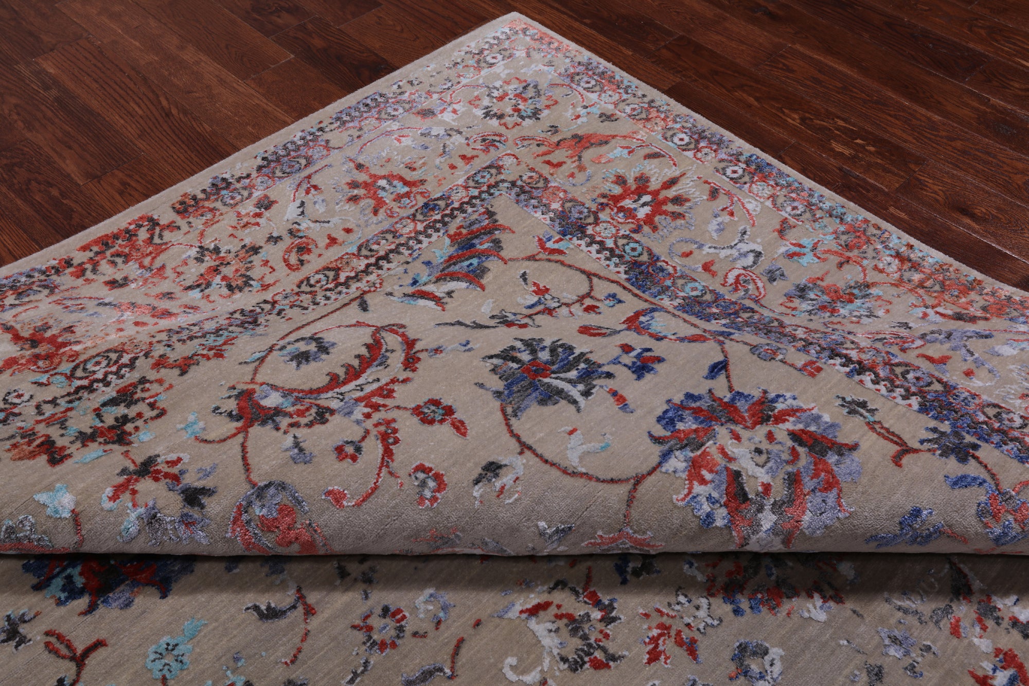 Persian Tabriz Hand Knotted Wool & Silk Rug - 7' 11" X 11' 1"