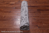 Grey Square Persian Tabriz Hand Knotted Wool & Silk Rug - 8' 0" X 8' 0"
