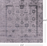 Grey Square Persian Tabriz Hand Knotted Wool & Silk Rug - 8' 0" X 8' 0"