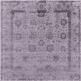 Grey Square Persian Tabriz Hand Knotted Wool & Silk Rug - 8' 0" X 8' 0" - Golden Nile