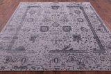 Grey Square Persian Tabriz Hand Knotted Wool & Silk Rug - 8' 0" X 8' 0" - Golden Nile