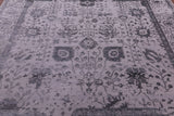Grey Square Persian Tabriz Hand Knotted Wool & Silk Rug - 8' 0" X 8' 0" - Golden Nile