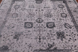 Grey Square Persian Tabriz Hand Knotted Wool & Silk Rug - 8' 0" X 8' 0"