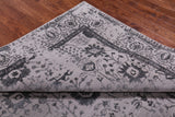 Grey Square Persian Tabriz Hand Knotted Wool & Silk Rug - 8' 0" X 8' 0"