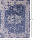 Blue Persian Fine Serapi Hand Knotted Wool Rug - 9' 0" X 11' 8" - Golden Nile