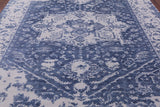 Blue Persian Fine Serapi Hand Knotted Wool Rug - 9' 0" X 11' 8" - Golden Nile