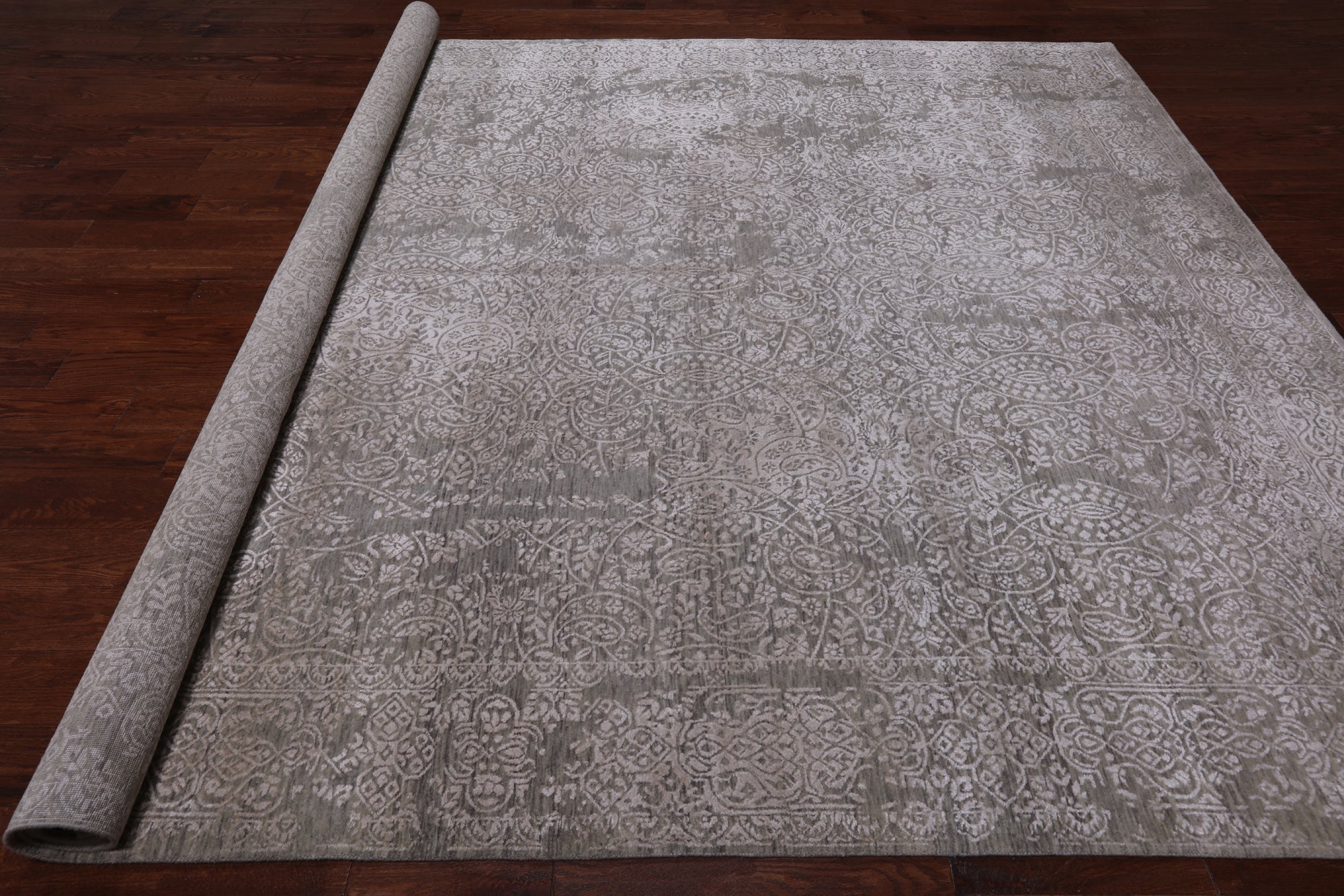 Contemporary Hand Knotted Wool & Silk Rug - 8' 11" X 11' 10"