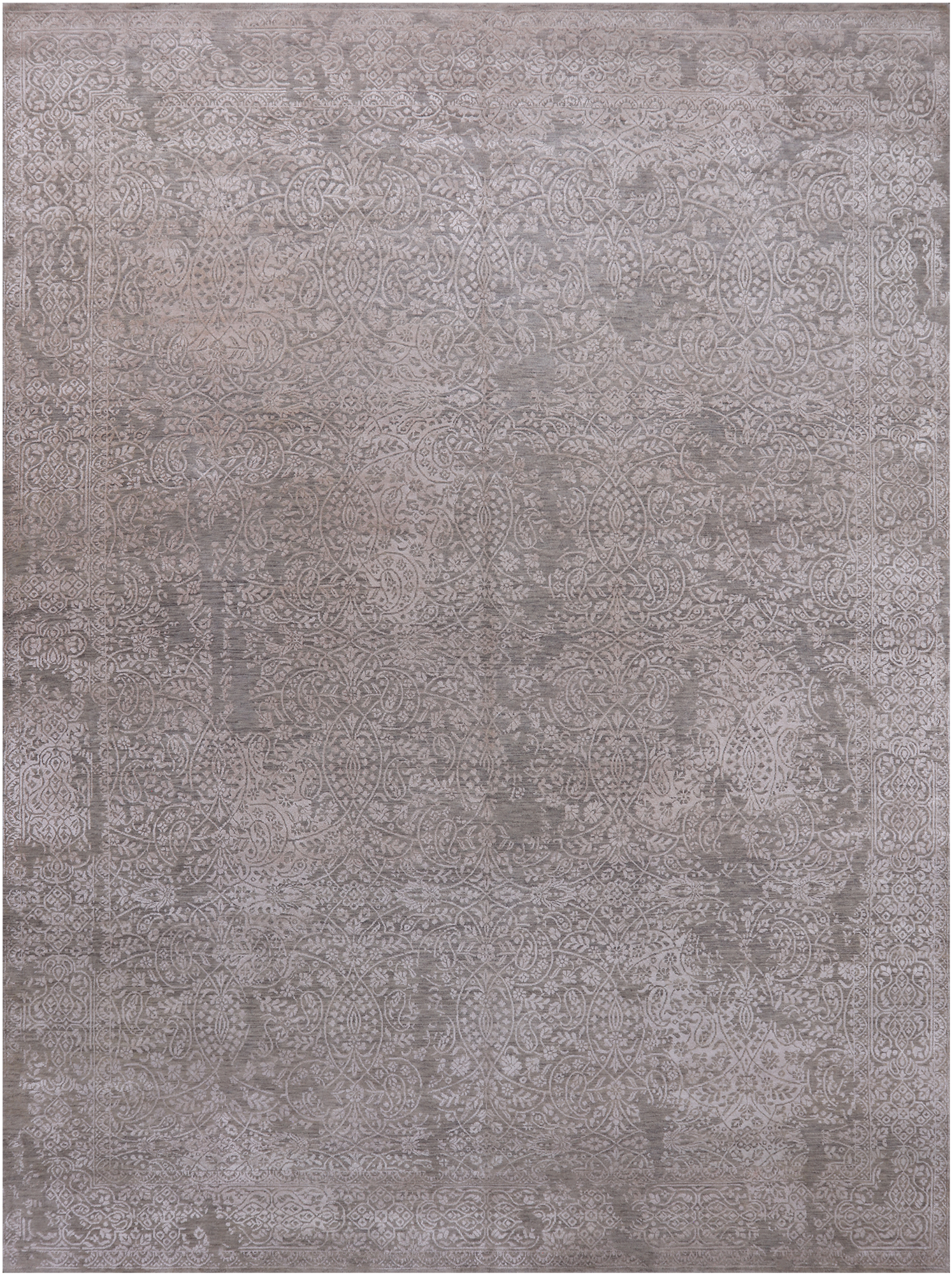 SUPER SALE Contemporary Hand Knotted Wool & Silk Rug - 8' 11" X 11' 10"