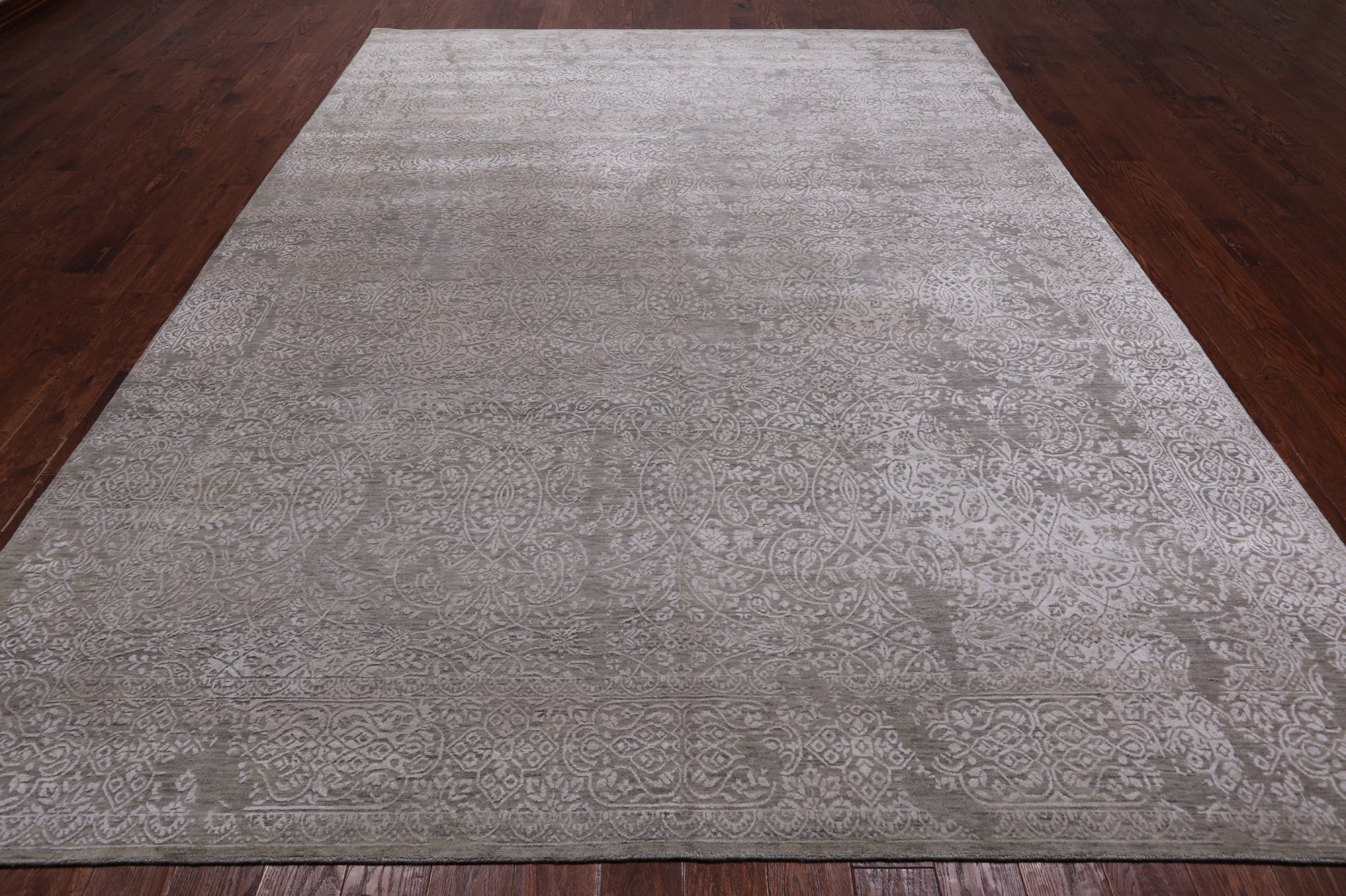 Contemporary Hand Knotted Wool & Silk Rug - 8' 11" X 11' 10"