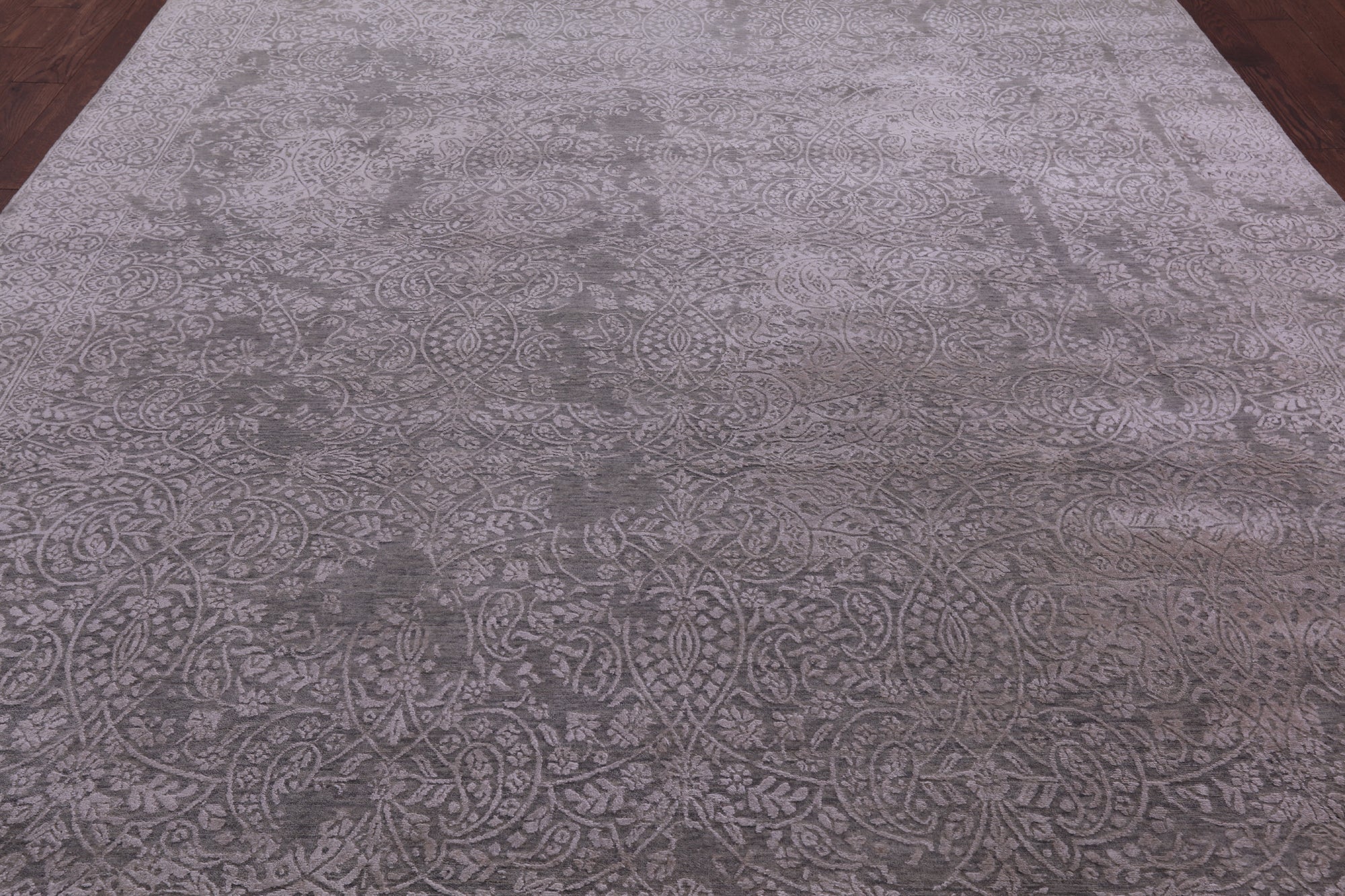 Contemporary Hand Knotted Wool & Silk Rug - 8' 11" X 11' 10" - Golden Nile