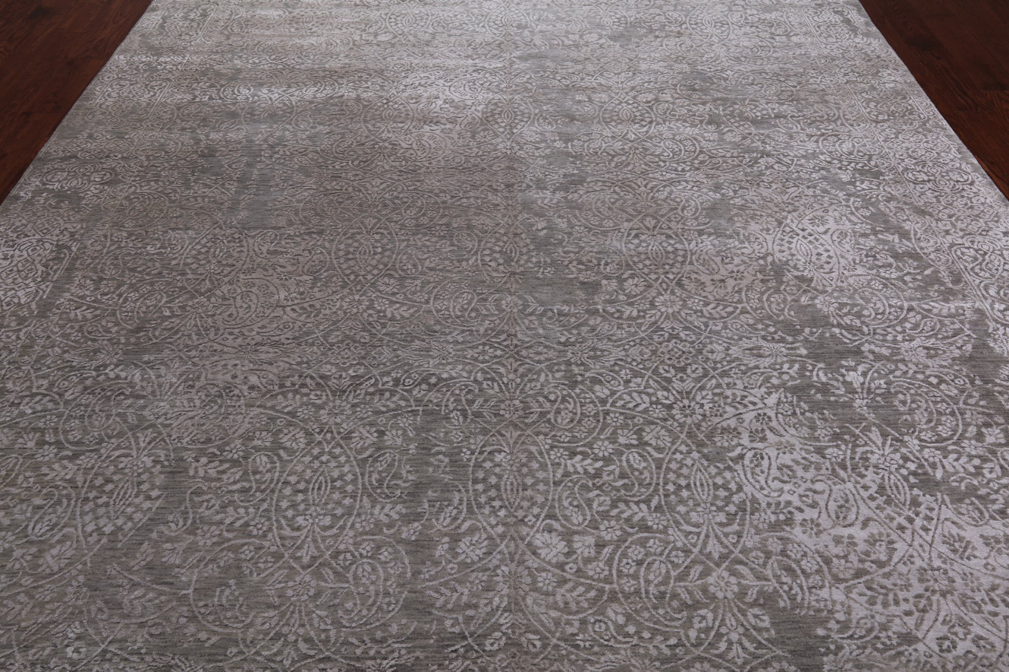 Contemporary Hand Knotted Wool & Silk Rug - 8' 11" X 11' 10"