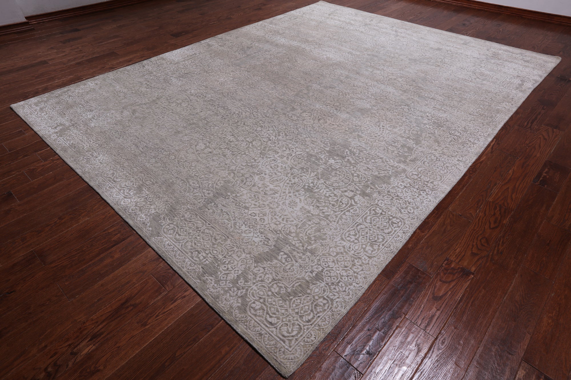 Contemporary Hand Knotted Wool & Silk Rug - 8' 11" X 11' 10"