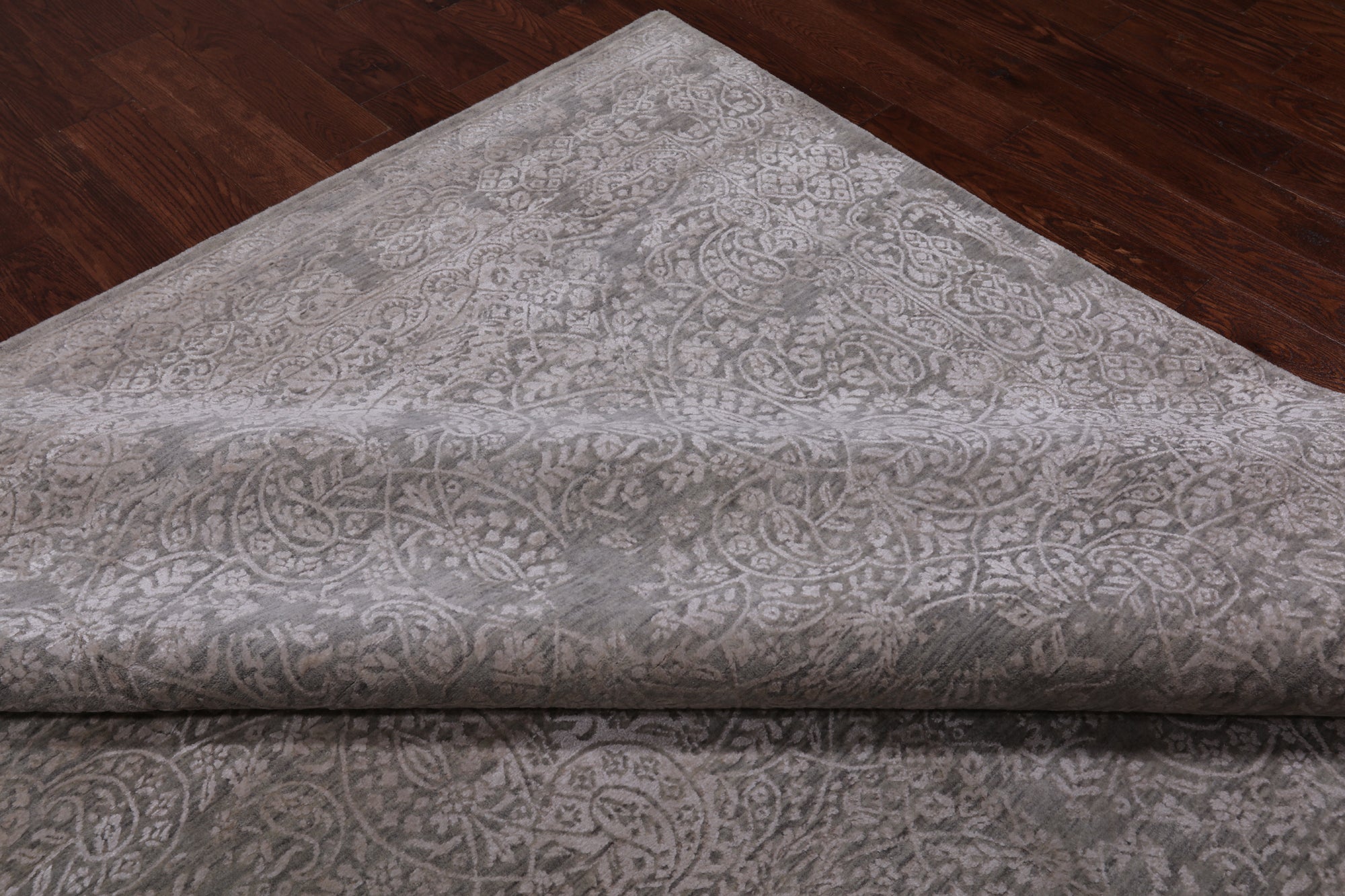 Contemporary Hand Knotted Wool & Silk Rug - 8' 11" X 11' 10"