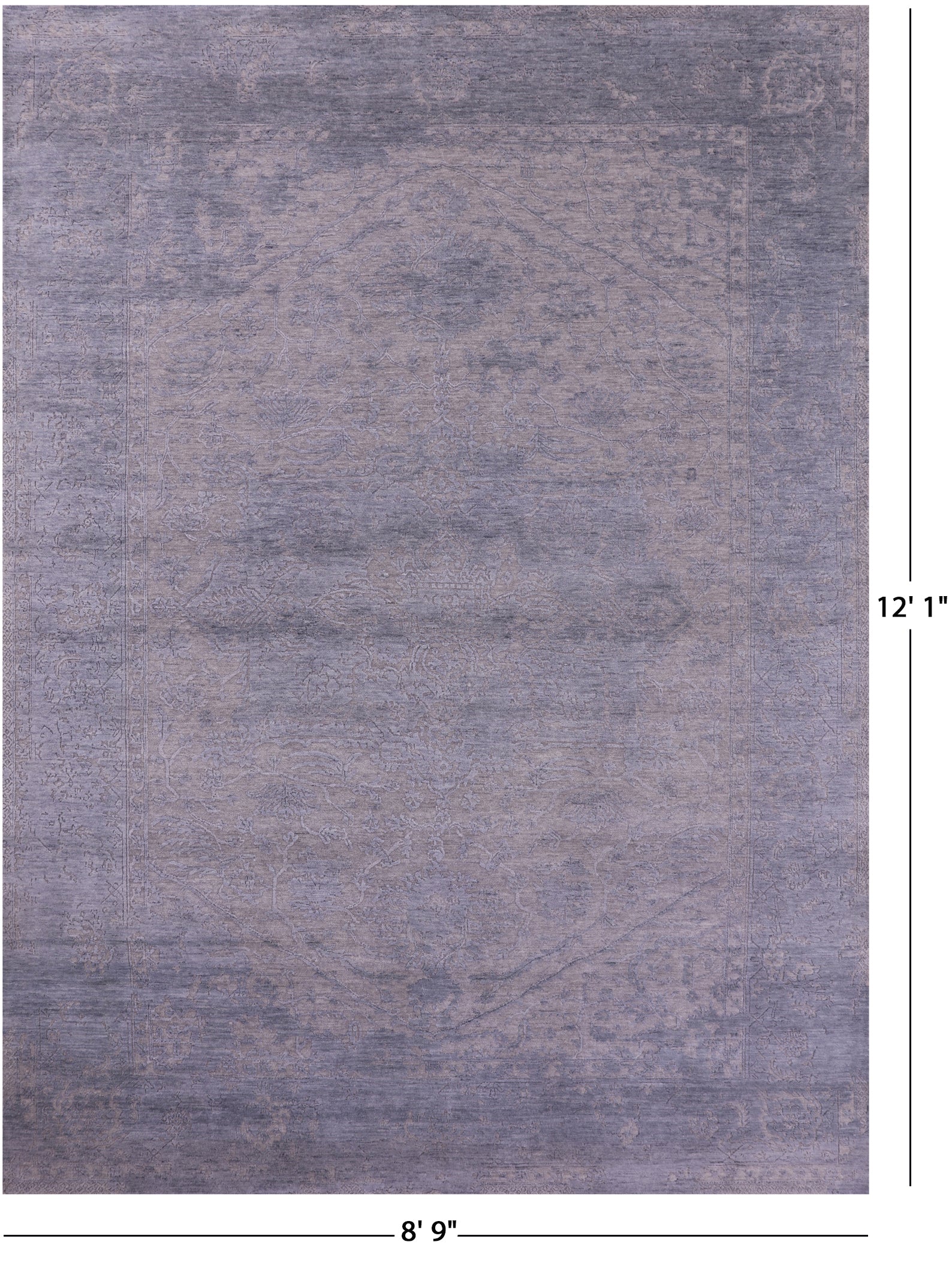 Grey Persian Fine Serapi Hand Knotted Wool Rug - 8' 9" X 12' 1" - Golden Nile