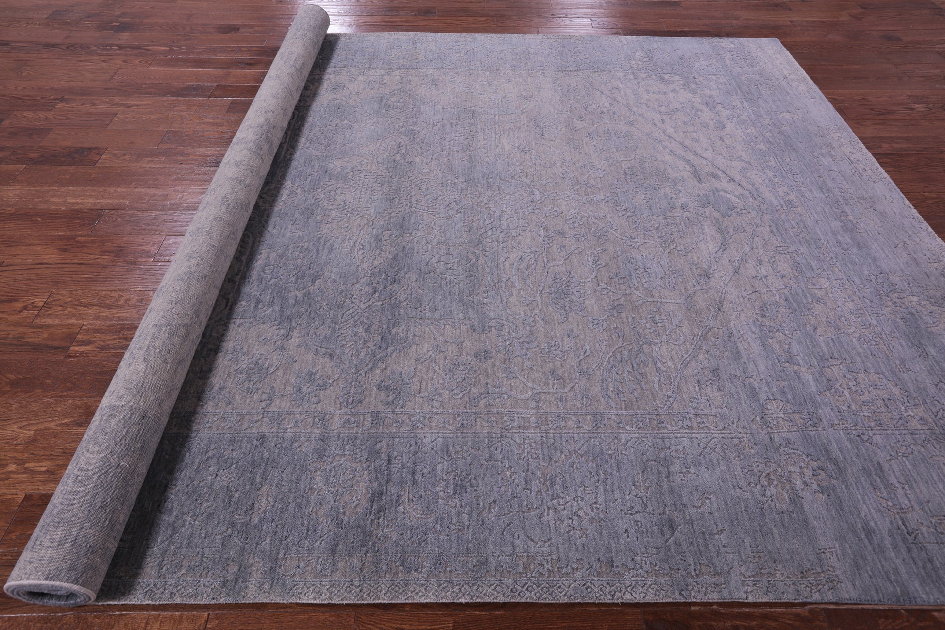 Grey Persian Fine Serapi Hand Knotted Wool Rug - 8' 9" X 12' 1" - Golden Nile