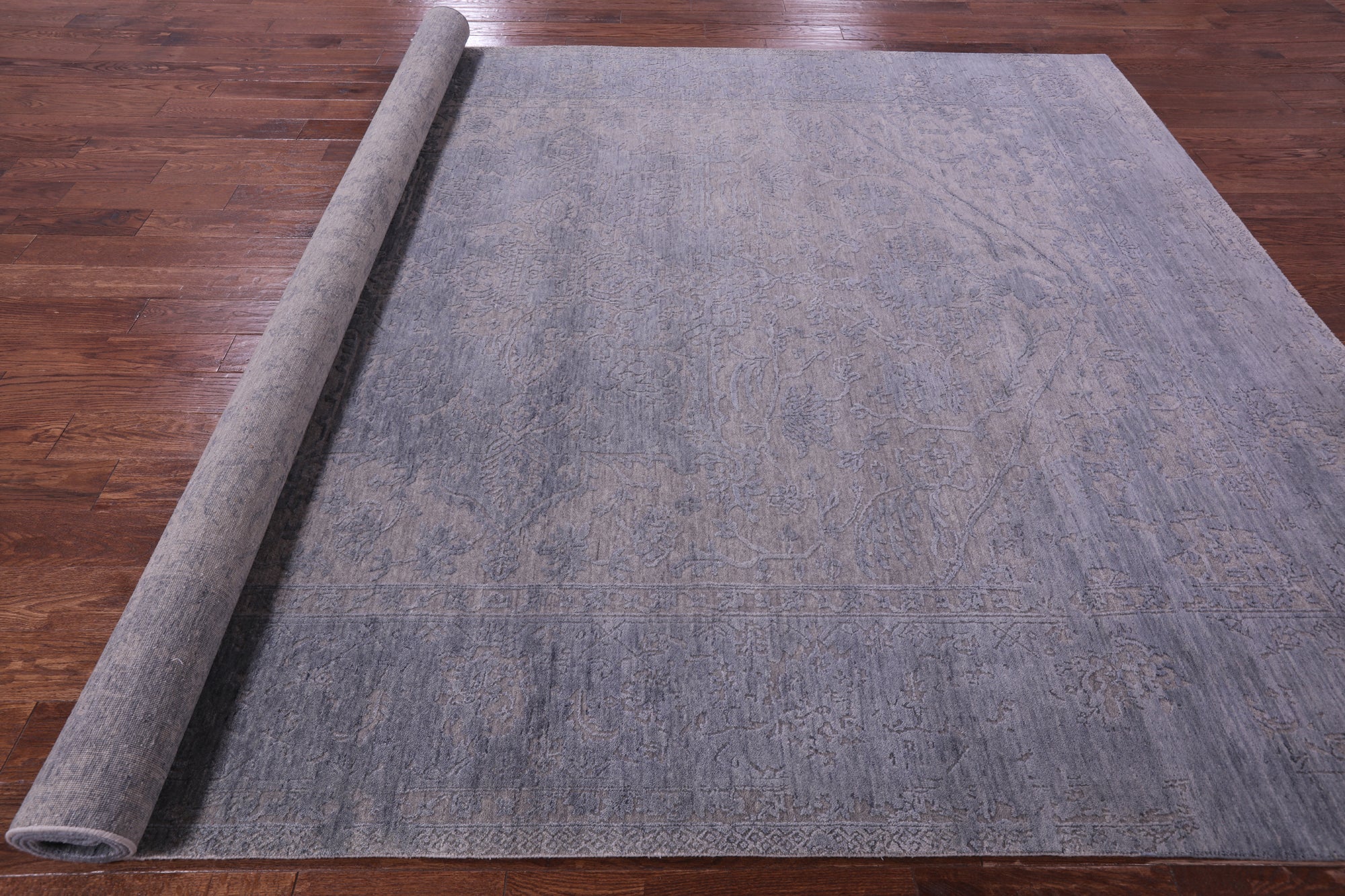 Grey Persian Fine Serapi Hand Knotted Wool Rug - 8' 9" X 12' 1" - Golden Nile