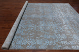 Grey Persian Tabriz Hand Knotted Wool & Silk Rug - 9' 0" X 12' 0"
