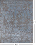 Grey Persian Tabriz Hand Knotted Wool & Silk Rug - 9' 0" X 12' 0"