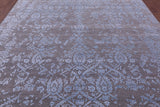 Grey Persian Tabriz Hand Knotted Wool & Silk Rug - 9' 0" X 12' 0" - Golden Nile
