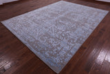 Grey Persian Tabriz Hand Knotted Wool & Silk Rug - 9' 0" X 12' 0" - Golden Nile