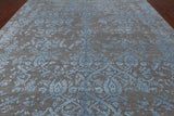 Grey Persian Tabriz Hand Knotted Wool & Silk Rug - 9' 0" X 12' 0"