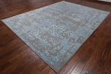Grey Persian Tabriz Hand Knotted Wool & Silk Rug - 9' 0" X 12' 0"