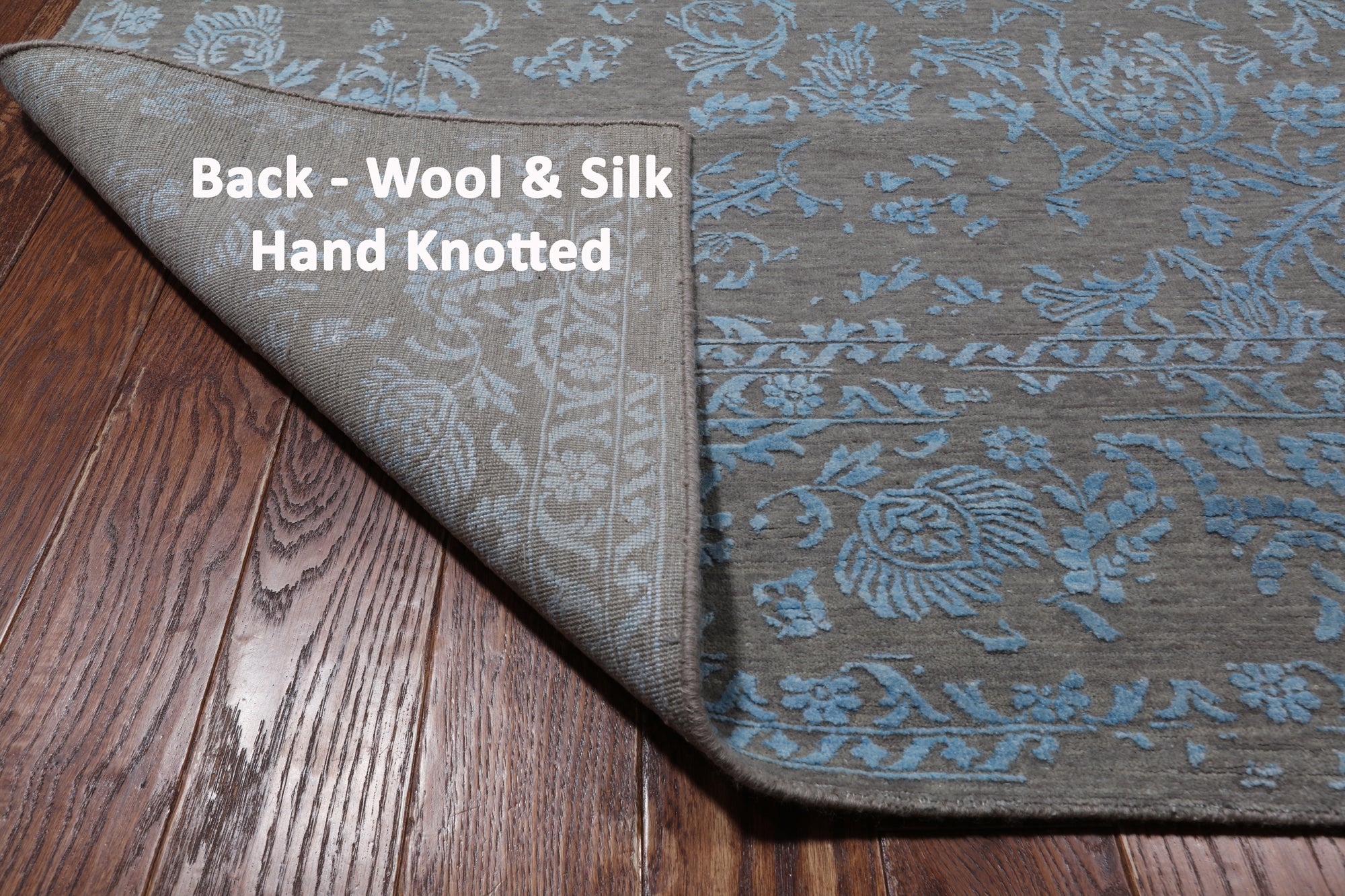 Grey Persian Tabriz Hand Knotted Wool & Silk Rug - 9' 0" X 12' 0"