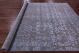 Grey Persian Tabriz Hand Knotted Wool & Silk Rug - 9' 0" X 12' 0" - Golden Nile