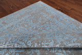 Grey Persian Tabriz Hand Knotted Wool & Silk Rug - 9' 0" X 12' 0"