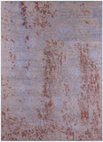 Grey Contemporary Hand Knotted Wool & Silk Rug - 8' 11" X 12' 1" - Golden Nile
