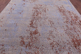 Grey Contemporary Hand Knotted Wool & Silk Rug - 8' 11" X 12' 1" - Golden Nile