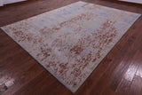 Grey Contemporary Hand Knotted Wool & Silk Rug - 8' 11" X 12' 1" - Golden Nile