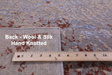 Grey Contemporary Hand Knotted Wool & Silk Rug - 8' 11" X 12' 1" - Golden Nile