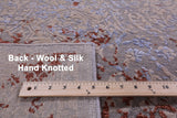 Grey Contemporary Hand Knotted Wool & Silk Rug - 8' 11" X 12' 1" - Golden Nile