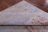 Grey Contemporary Hand Knotted Wool & Silk Rug - 8' 11" X 12' 1" - Golden Nile
