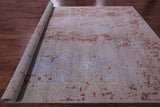 Grey Contemporary Hand Knotted Wool & Silk Rug - 8' 11" X 12' 1" - Golden Nile