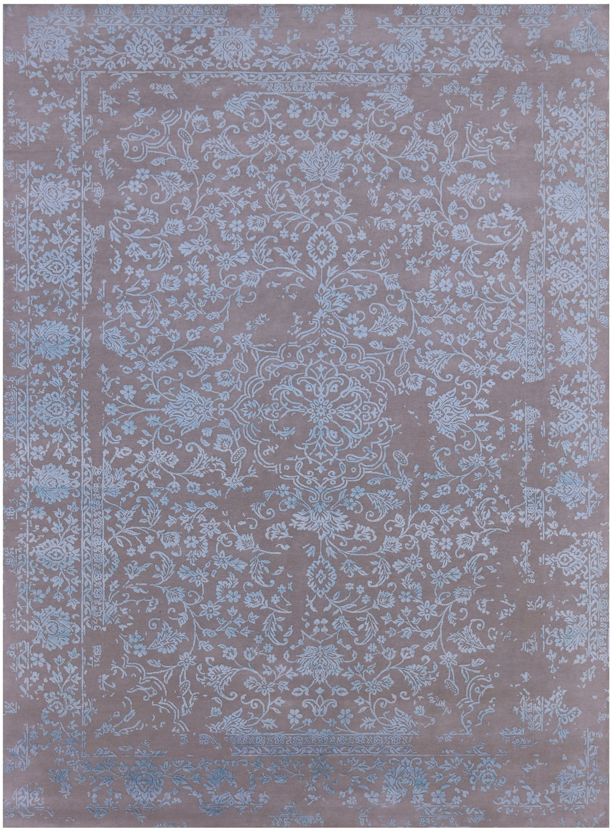 Grey Persian Tabriz Hand Knotted Wool & Silk Rug - 8' 10" X 11' 11" - Golden Nile