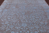 Grey Persian Tabriz Hand Knotted Wool & Silk Rug - 8' 10" X 11' 11" - Golden Nile