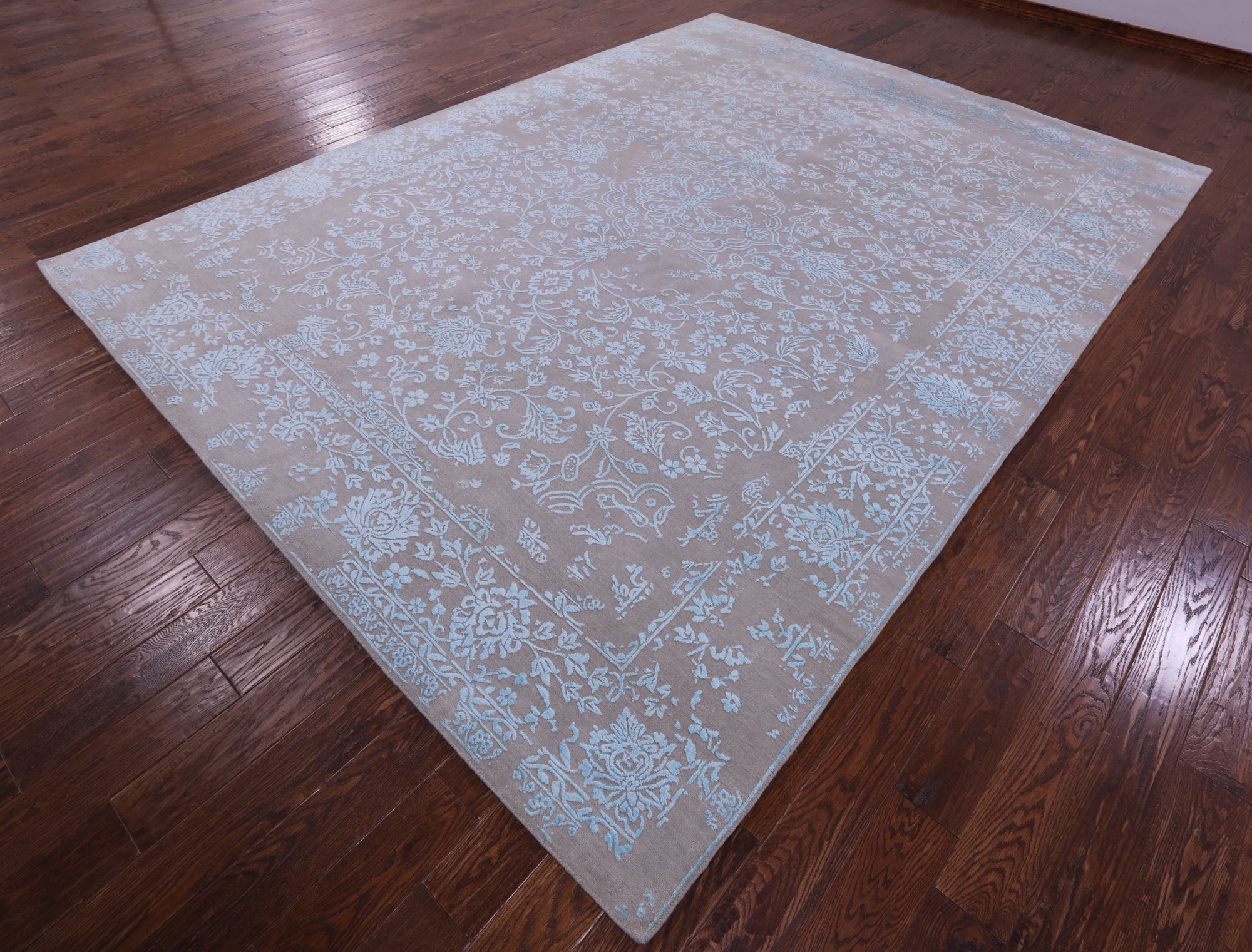 Grey Persian Tabriz Hand Knotted Wool & Silk Rug - 8' 10" X 11' 11" - Golden Nile
