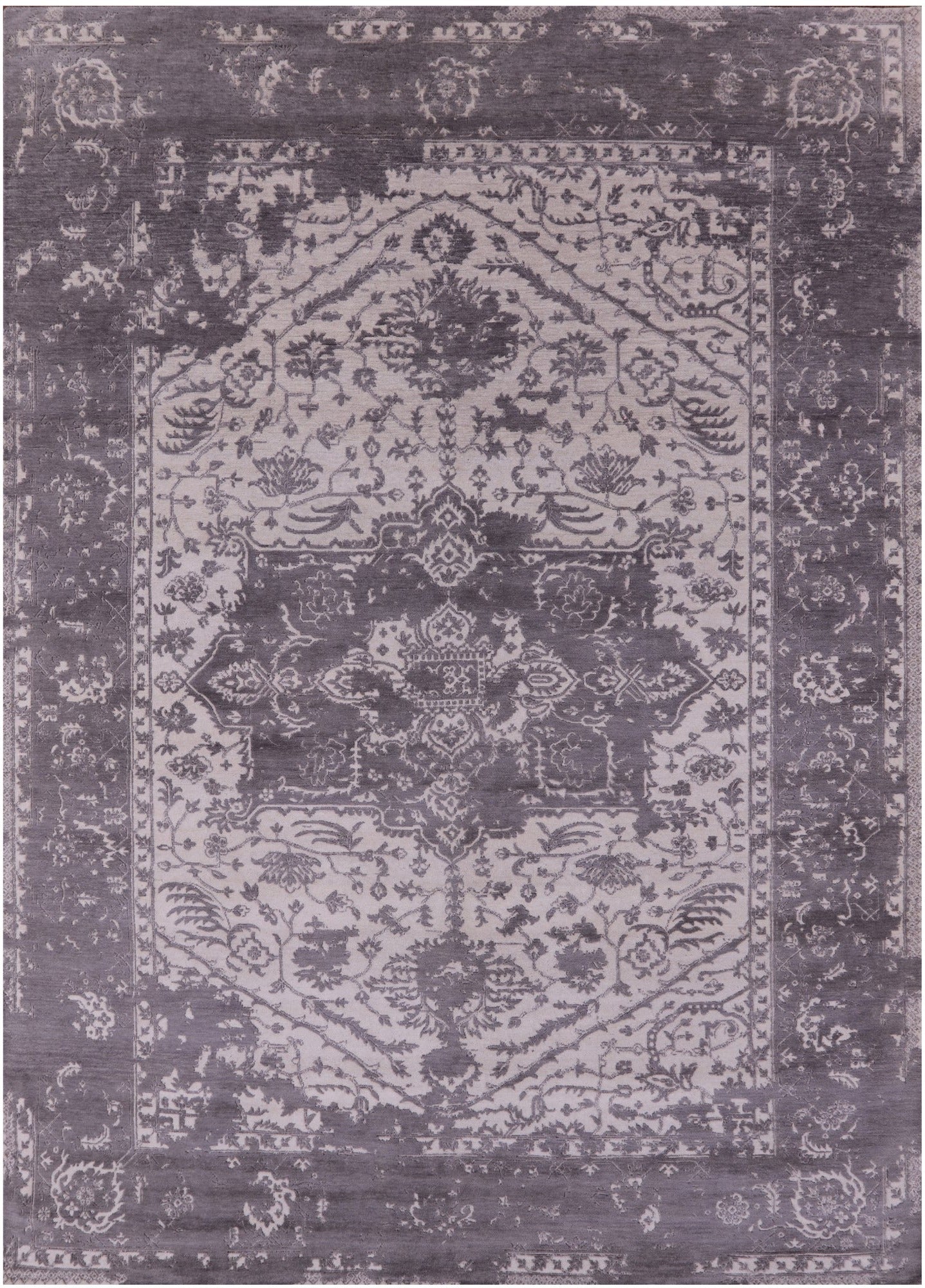 Ivory Persian Fine Serapi Handmade Wool Rug - 8' 11" X 12' 5" - Golden Nile