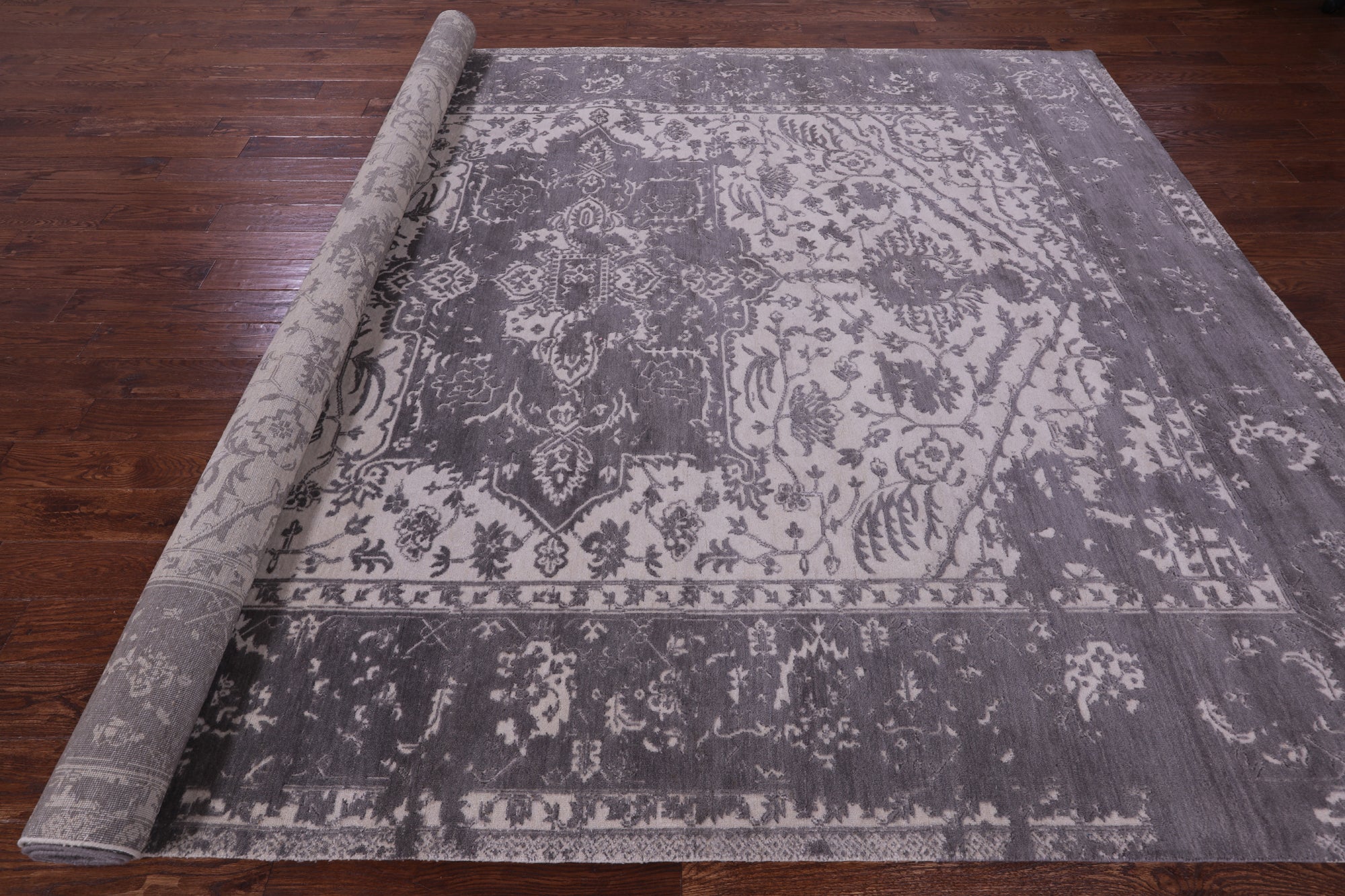 Ivory Persian Fine Serapi Handmade Wool Rug - 8' 11" X 12' 5" - Golden Nile