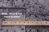 Grey Contemporary Hand Knotted Wool & Silk Rug - 8' 11" X 12' 2" - Golden Nile